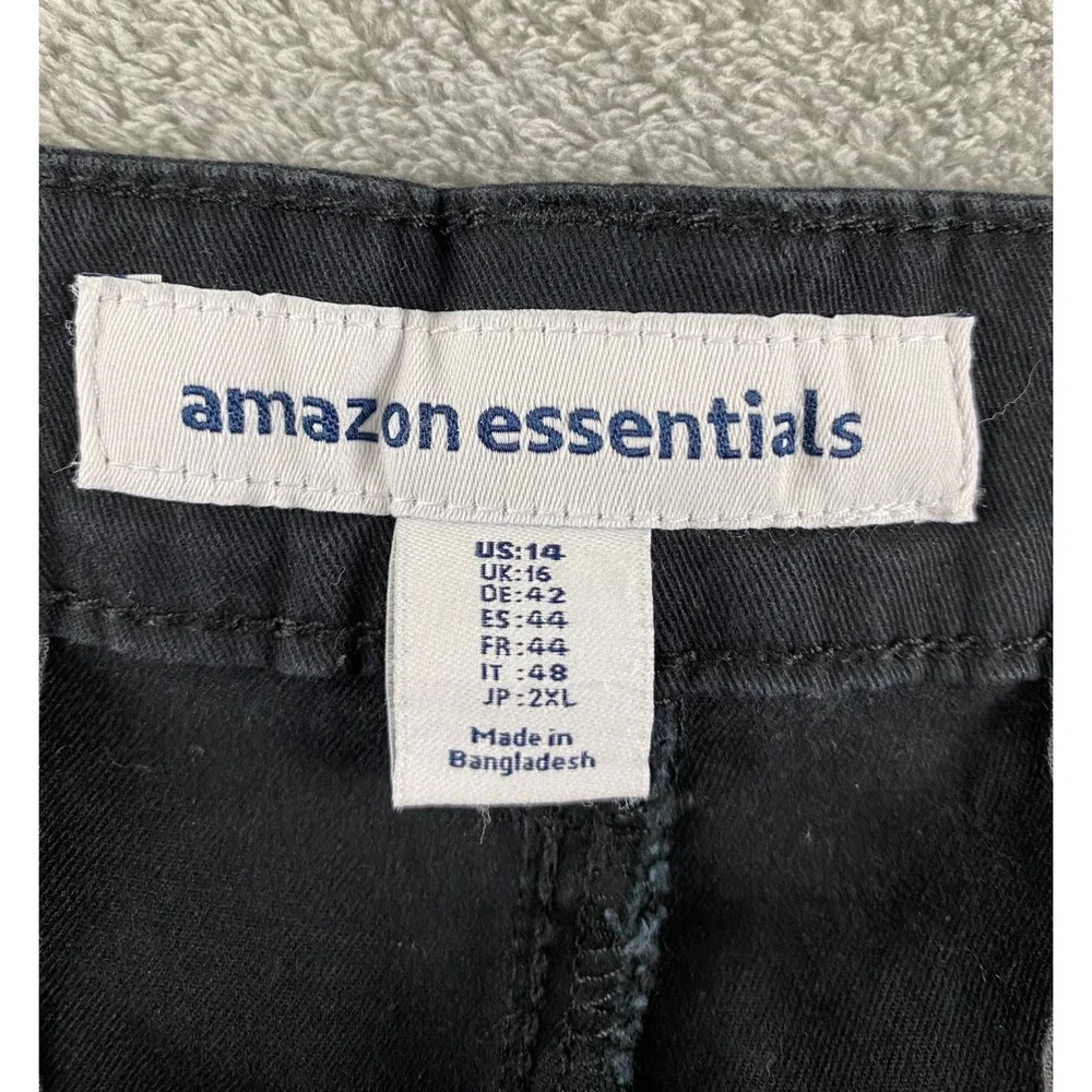 Amazon‎ Essentials Mens Chino Shorts Black Size 14 Cotton Blend Casual Summer